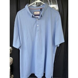 Modern Ambition Mens XXL Light Blue Micro‎ Stripe Technical Polo Shirt Short Slv